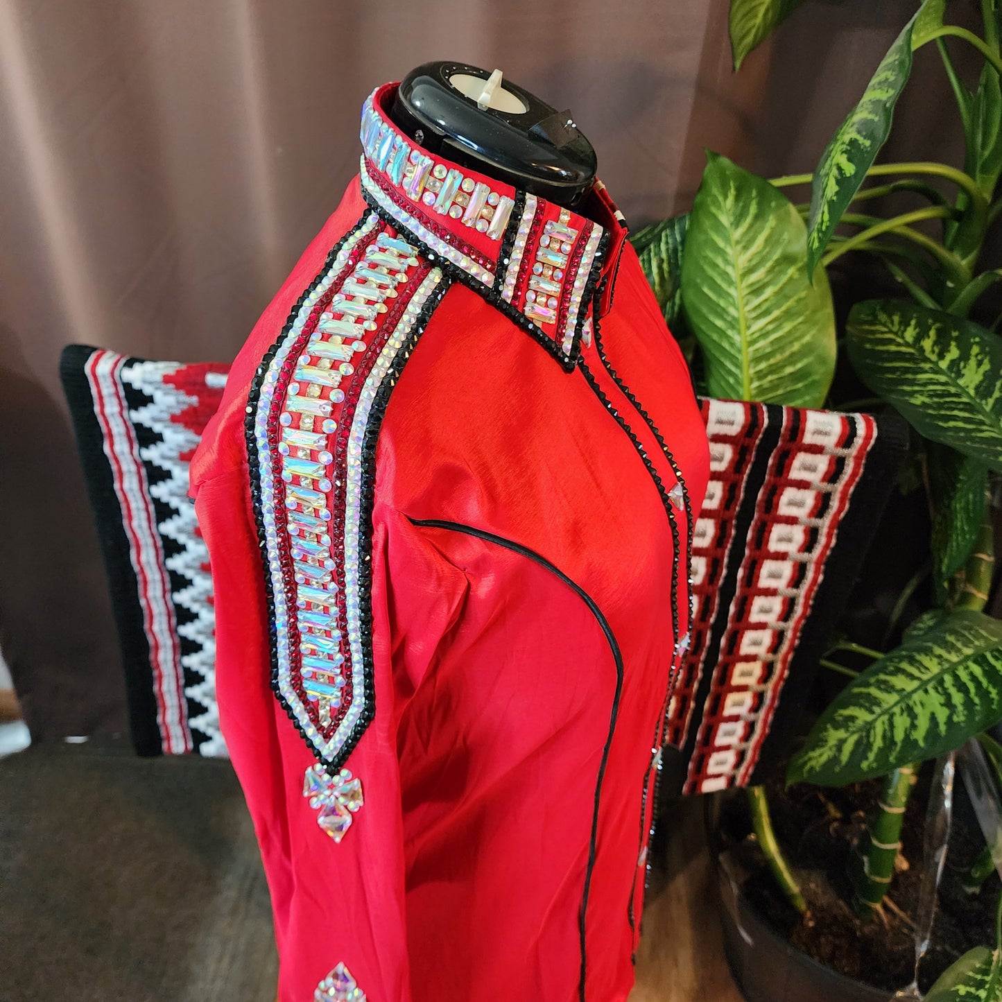 CUSTOM ORDER Red stretch taffeta day shirt