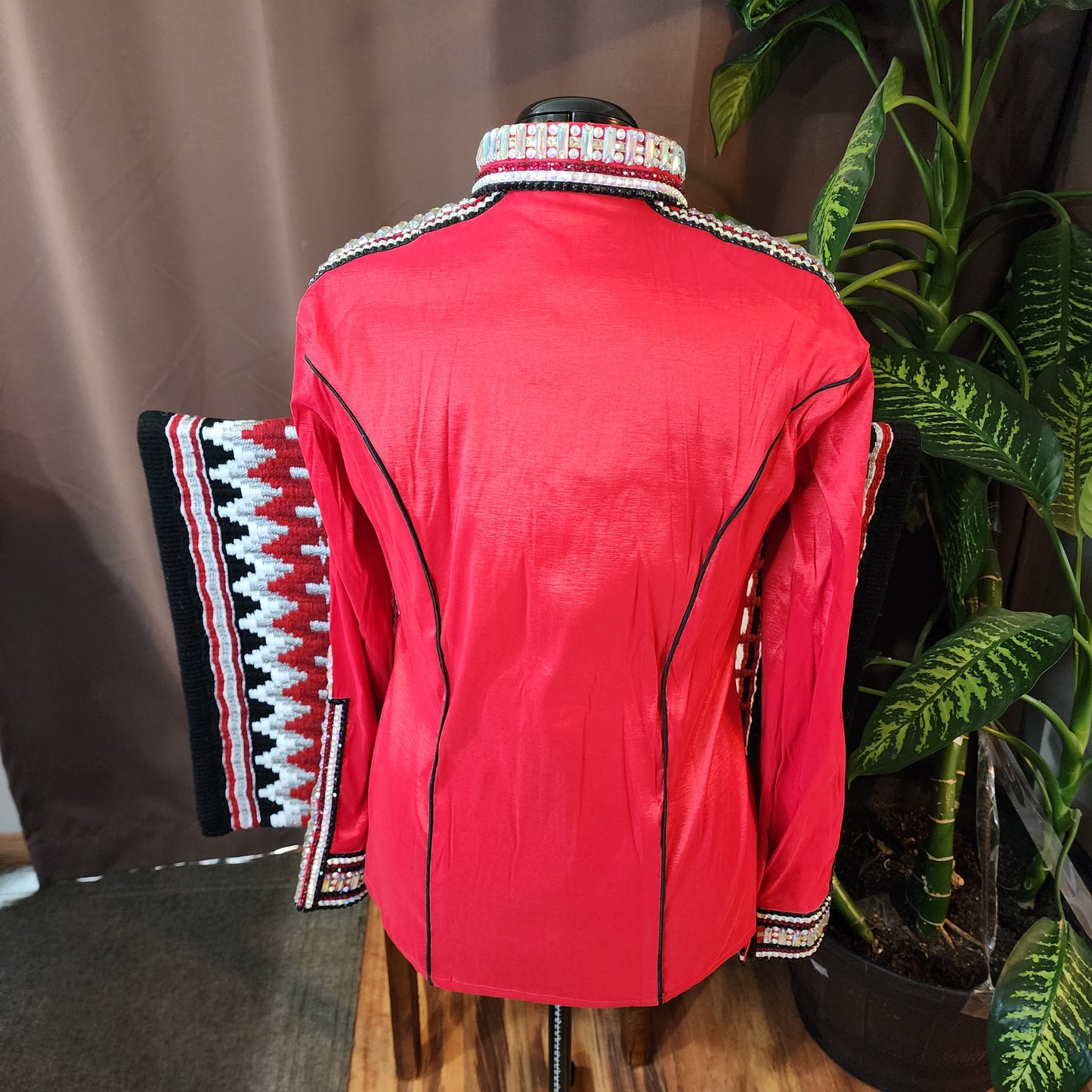 CUSTOM ORDER Red stretch taffeta day shirt