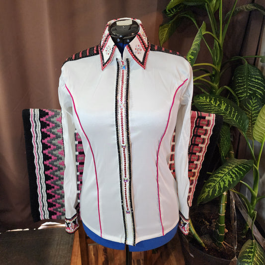 Medium White stretch taffeta day shirt