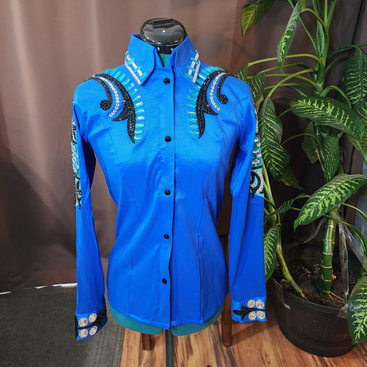 XS/Small Blue stretch taffeta day shirt