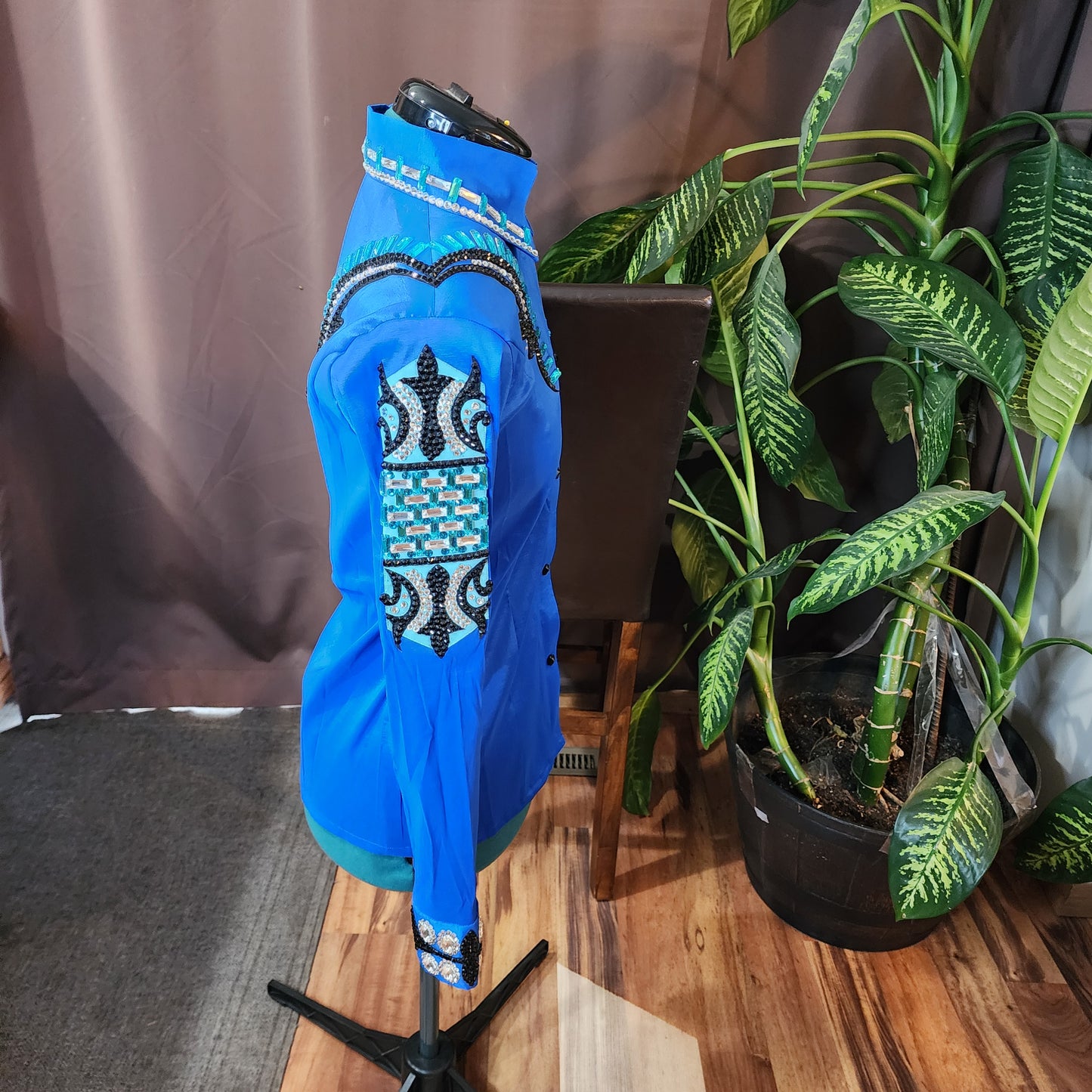 XS/Small Blue stretch taffeta day shirt