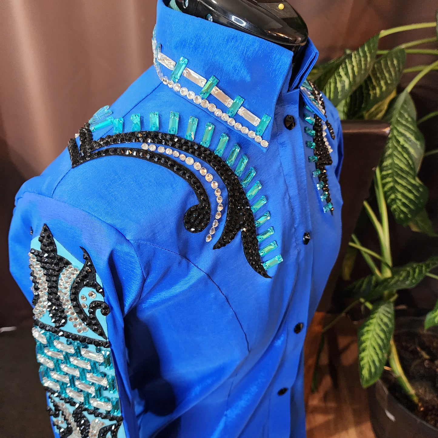 XS/Small Blue stretch taffeta day shirt