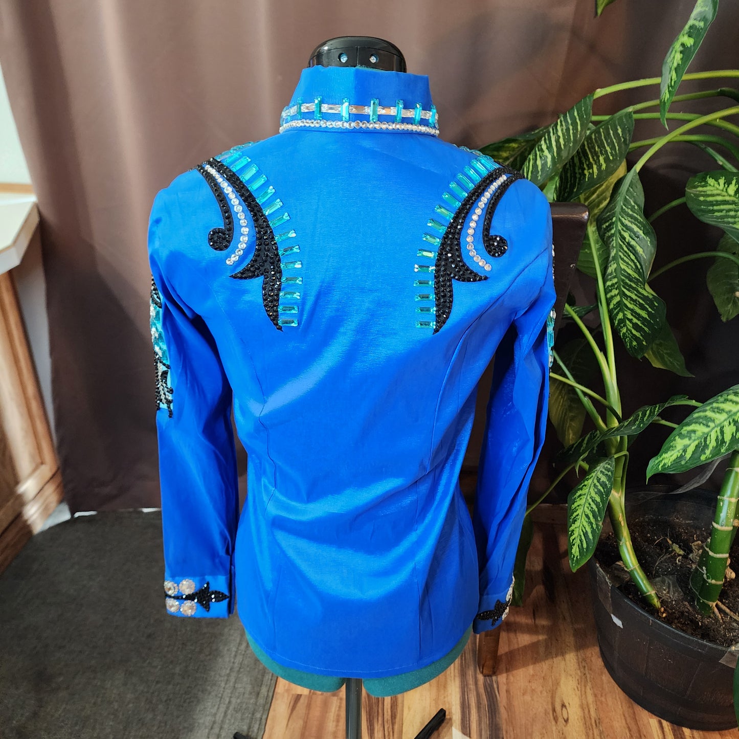 XS/Small Blue stretch taffeta day shirt