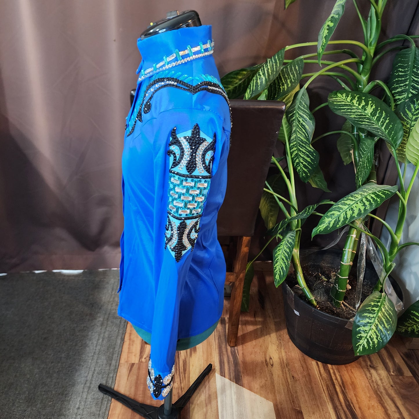 XS/Small Blue stretch taffeta day shirt