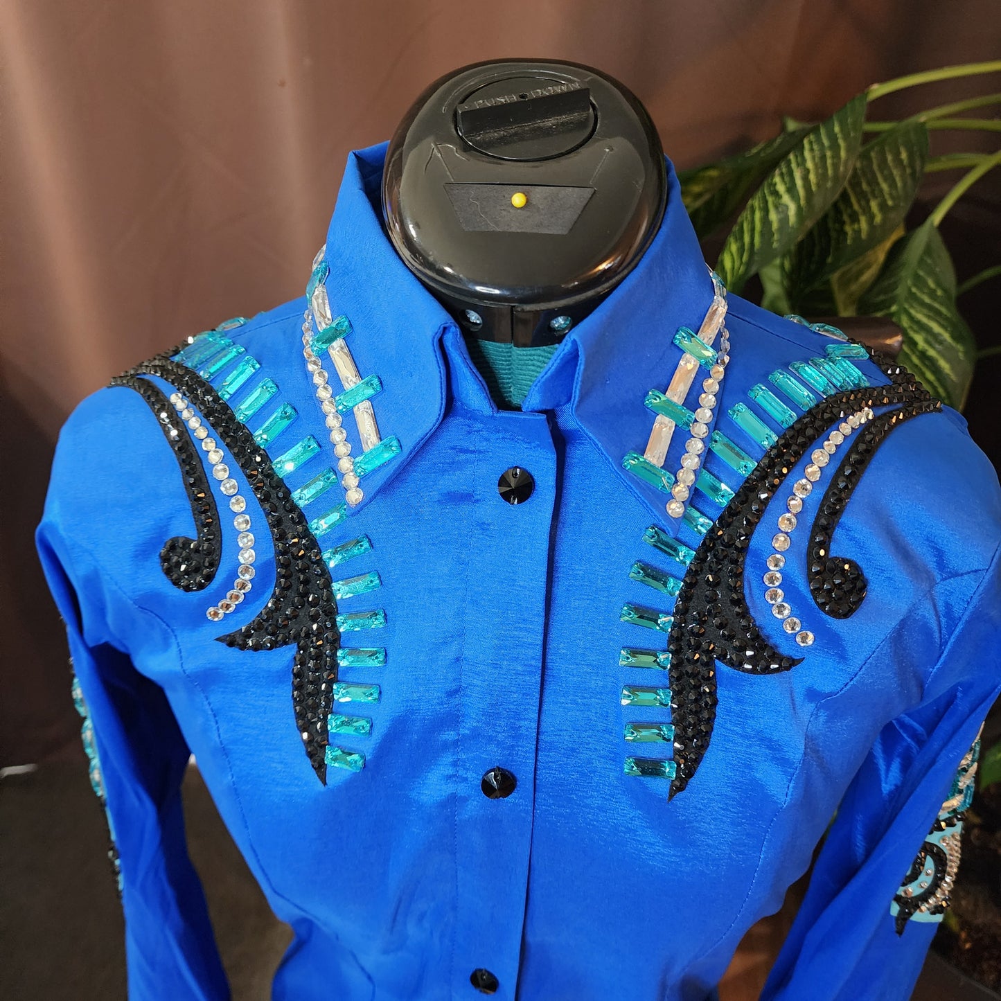 XS/Small Blue stretch taffeta day shirt