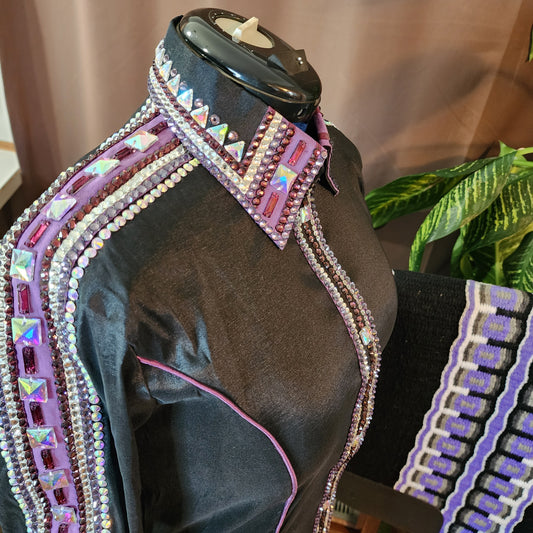 Large Black stretch taffeta day shirt