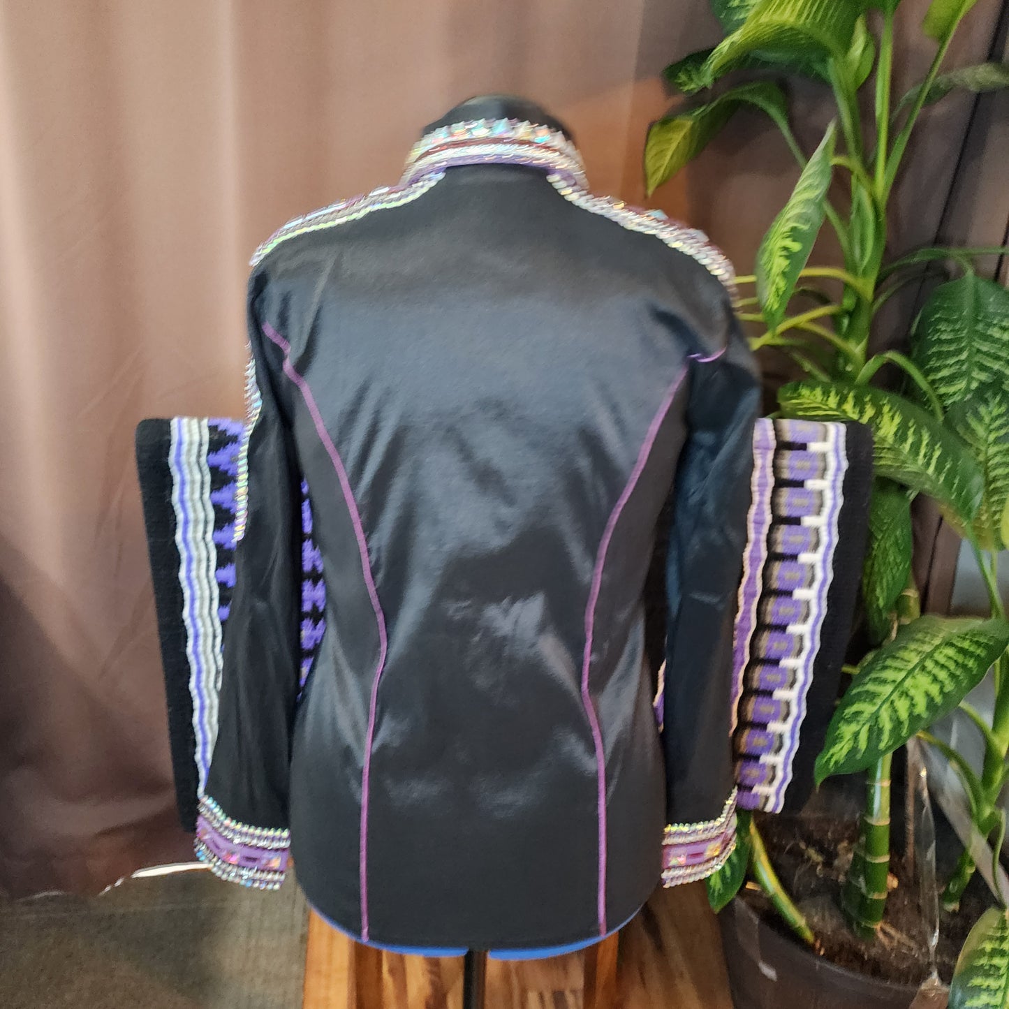 Large Black stretch taffeta day shirt