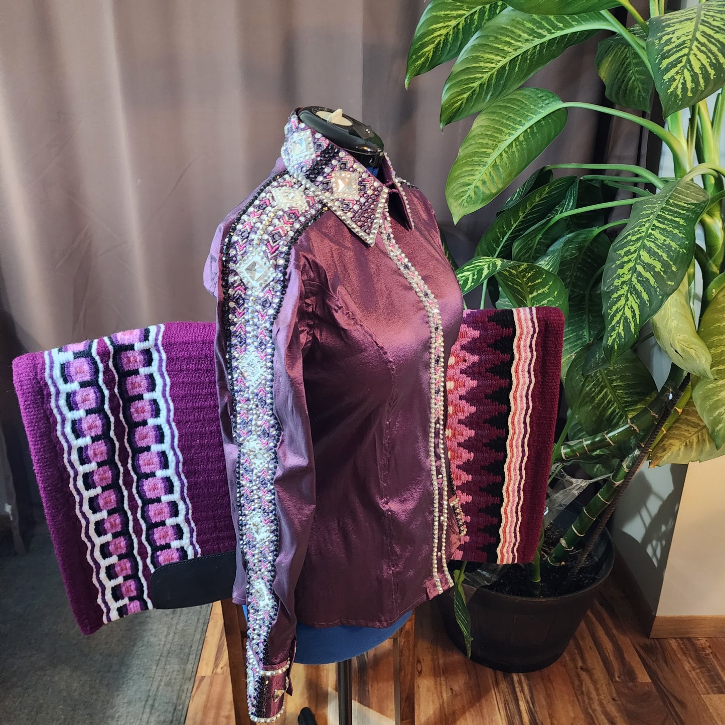 CUSTOM ORDER Plum/Eggplant taffeta day shirt