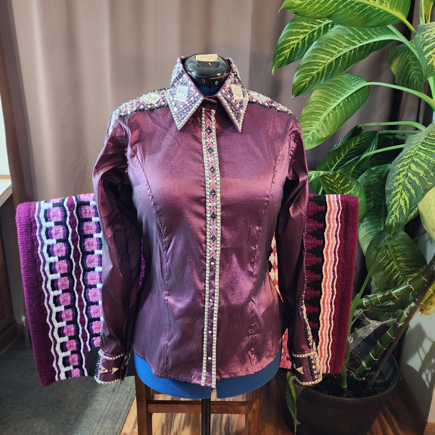 CUSTOM ORDER Plum/Eggplant taffeta day shirt