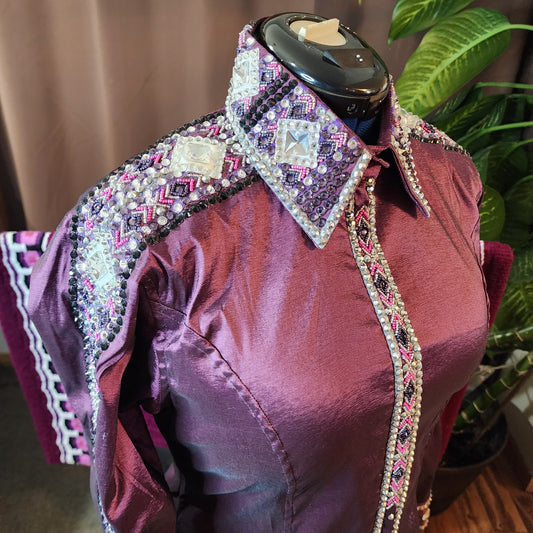 CUSTOM ORDER Plum/Eggplant taffeta day shirt