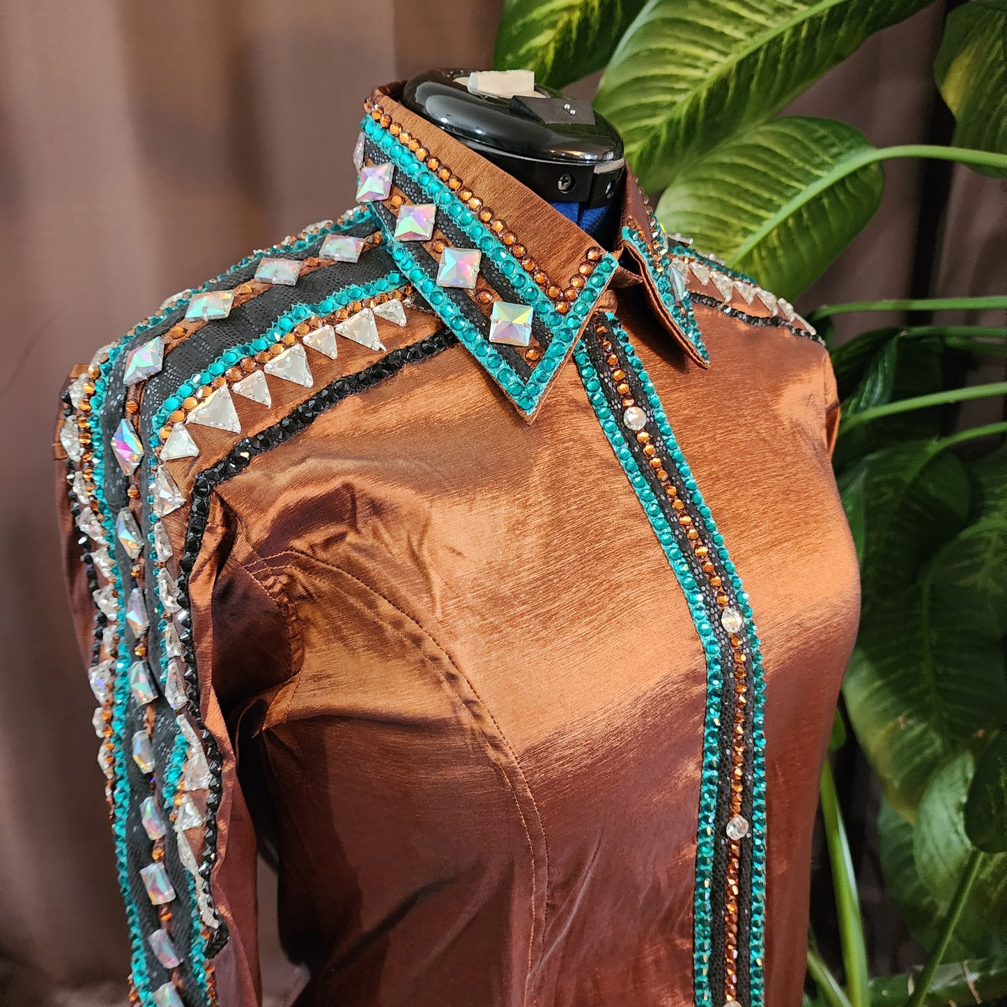 Large Rust Brown & Teal day shirt