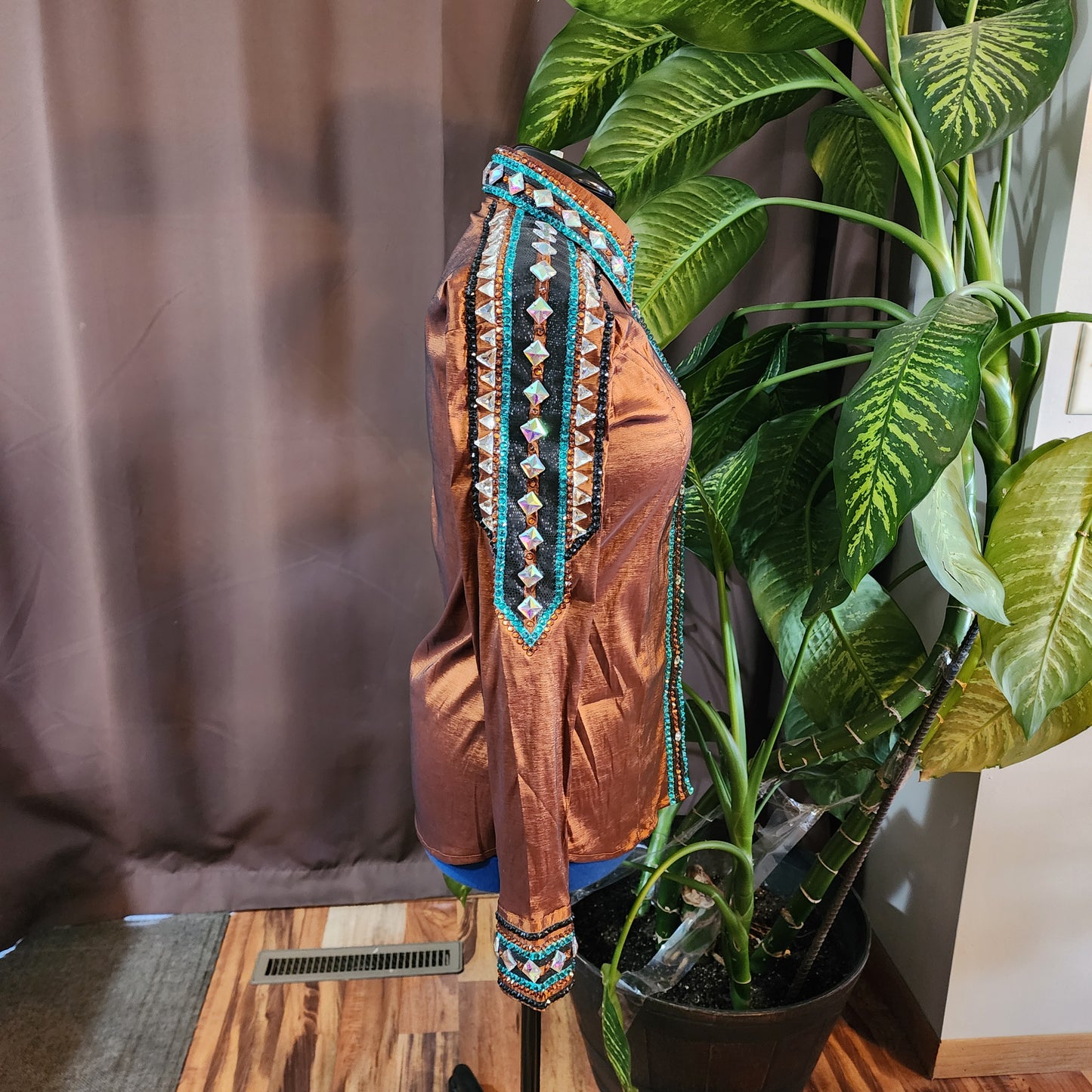 Large Rust Brown & Teal day shirt