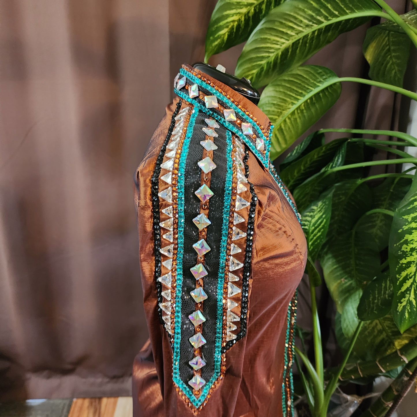 Large Rust Brown & Teal day shirt