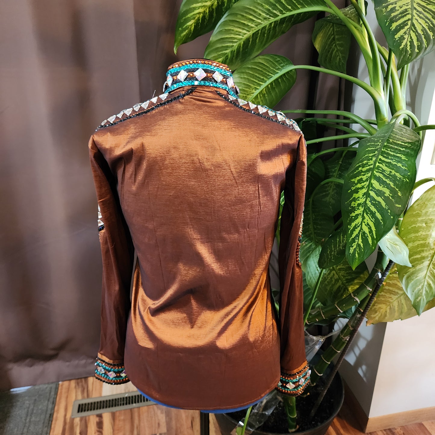 Large Rust Brown & Teal day shirt