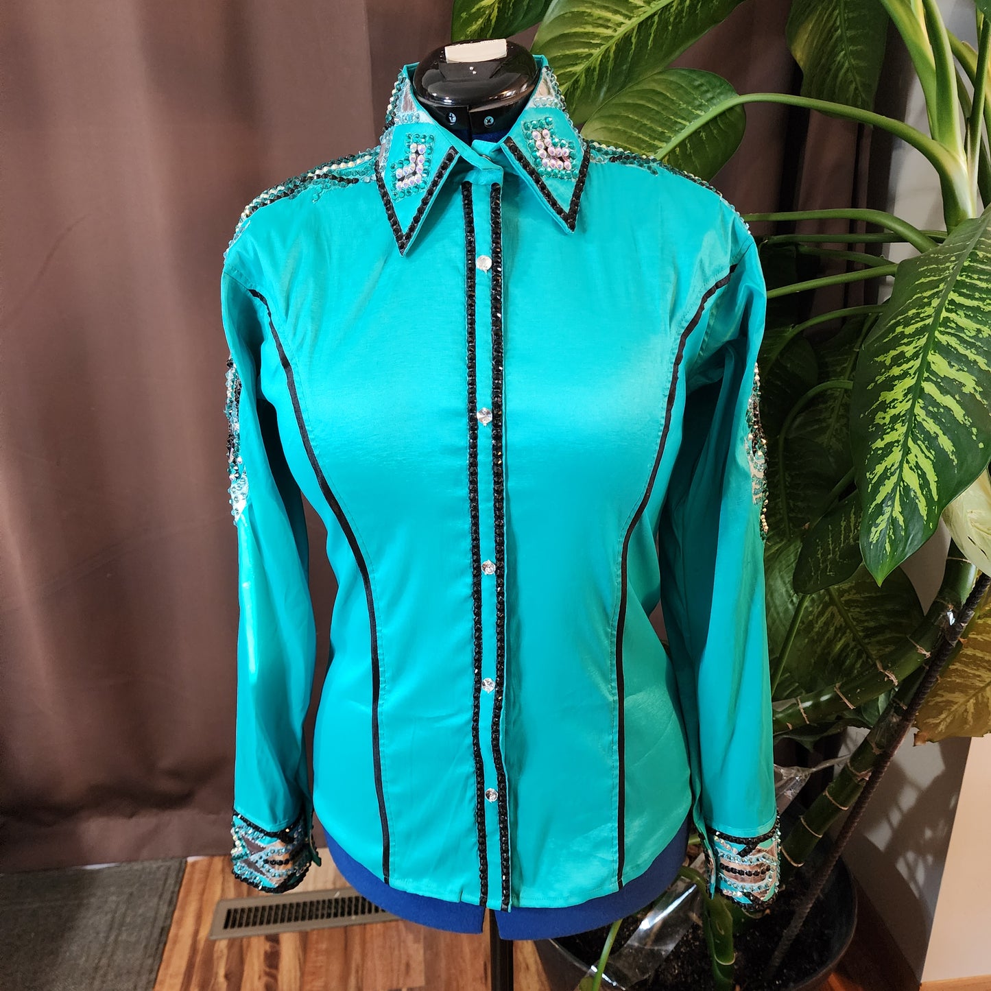 Medium Teal taffeta day shirt