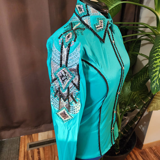CUSTOM ORDER Teal taffeta day shirt