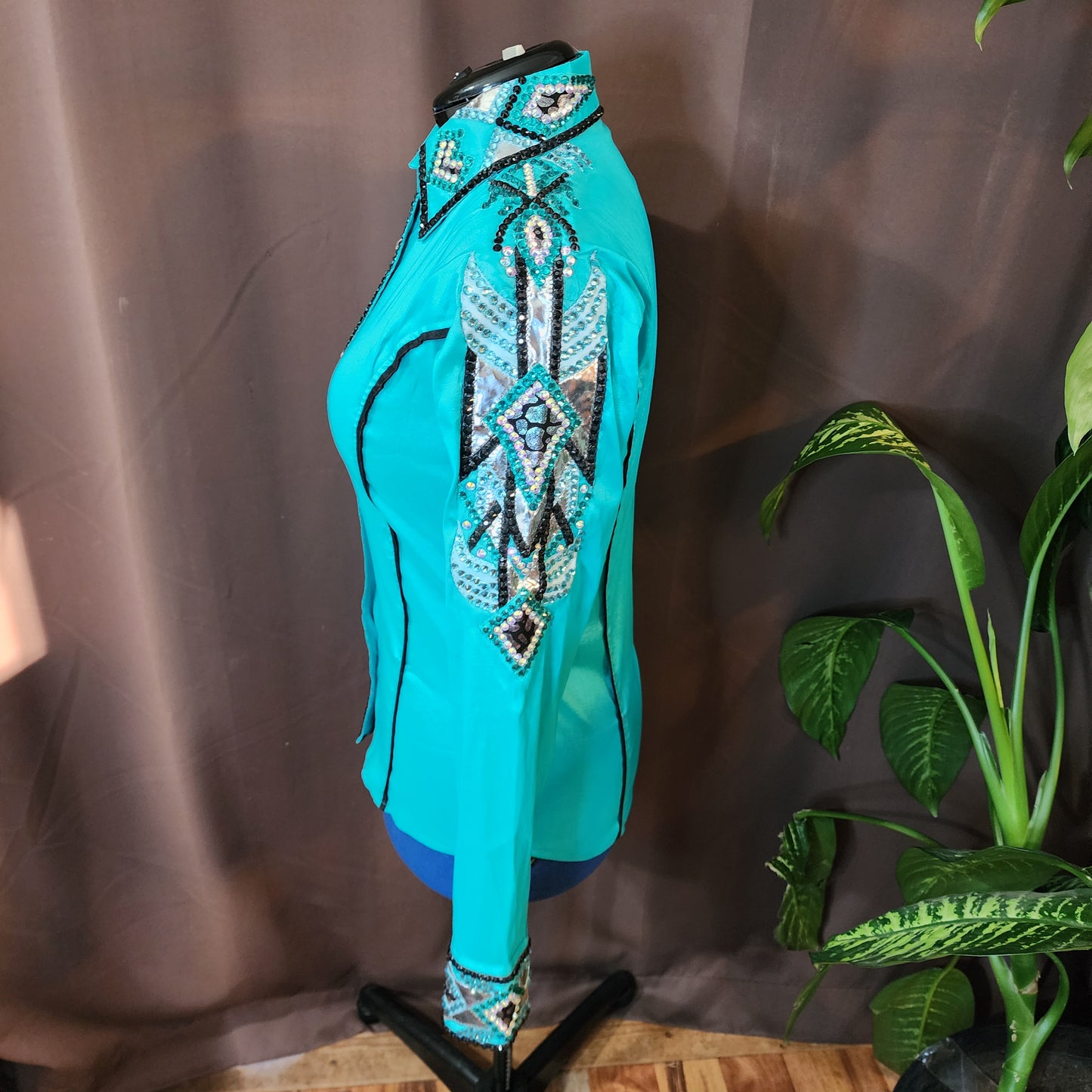 Medium Teal taffeta day shirt