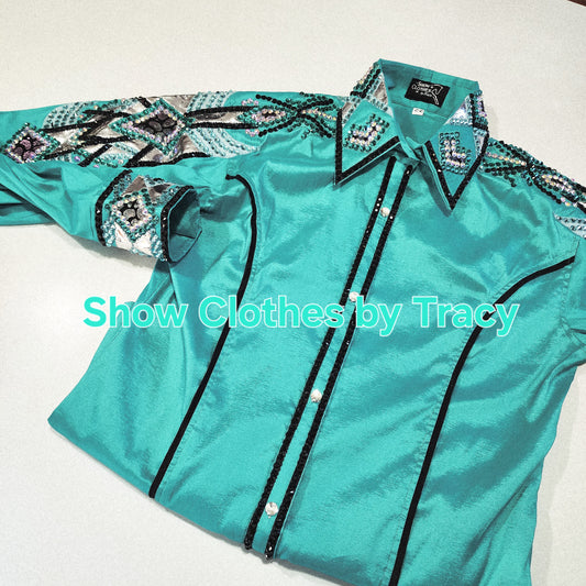 CUSTOM ORDER Teal taffeta day shirt