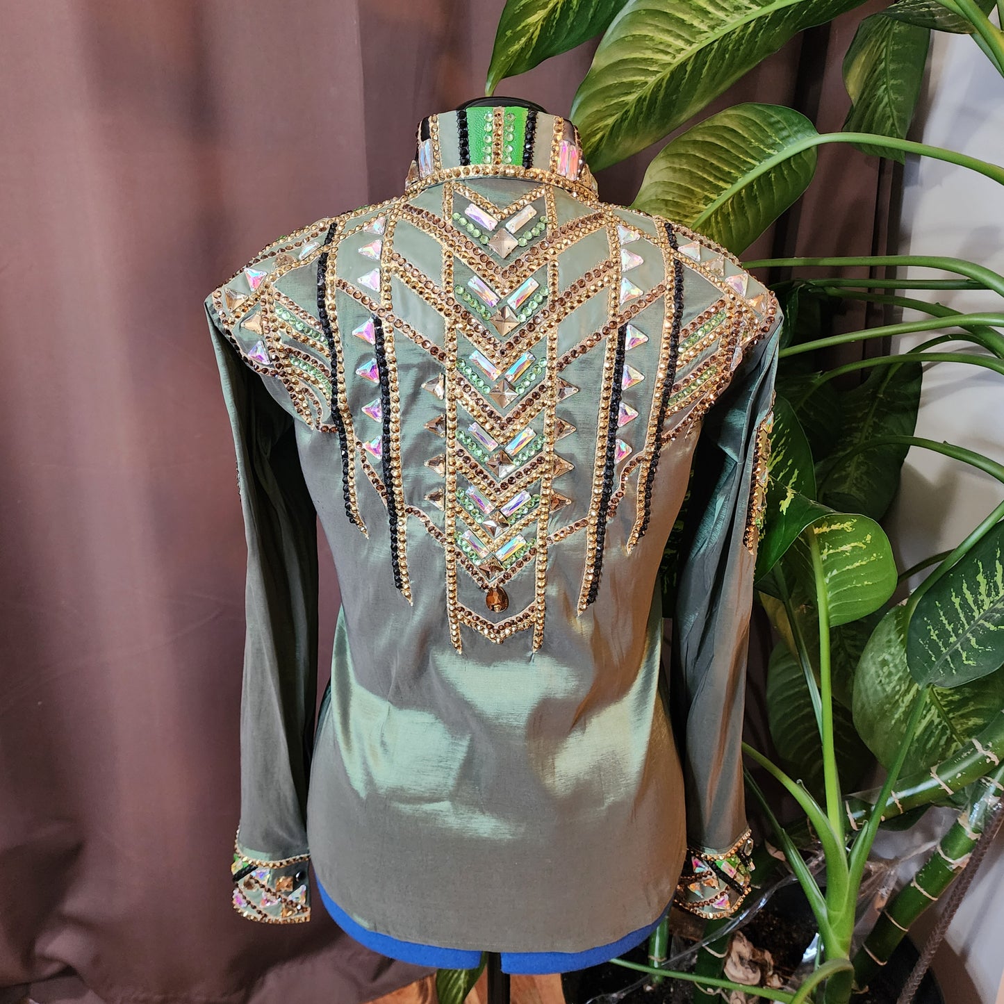 Large Olive taffeta day shirt