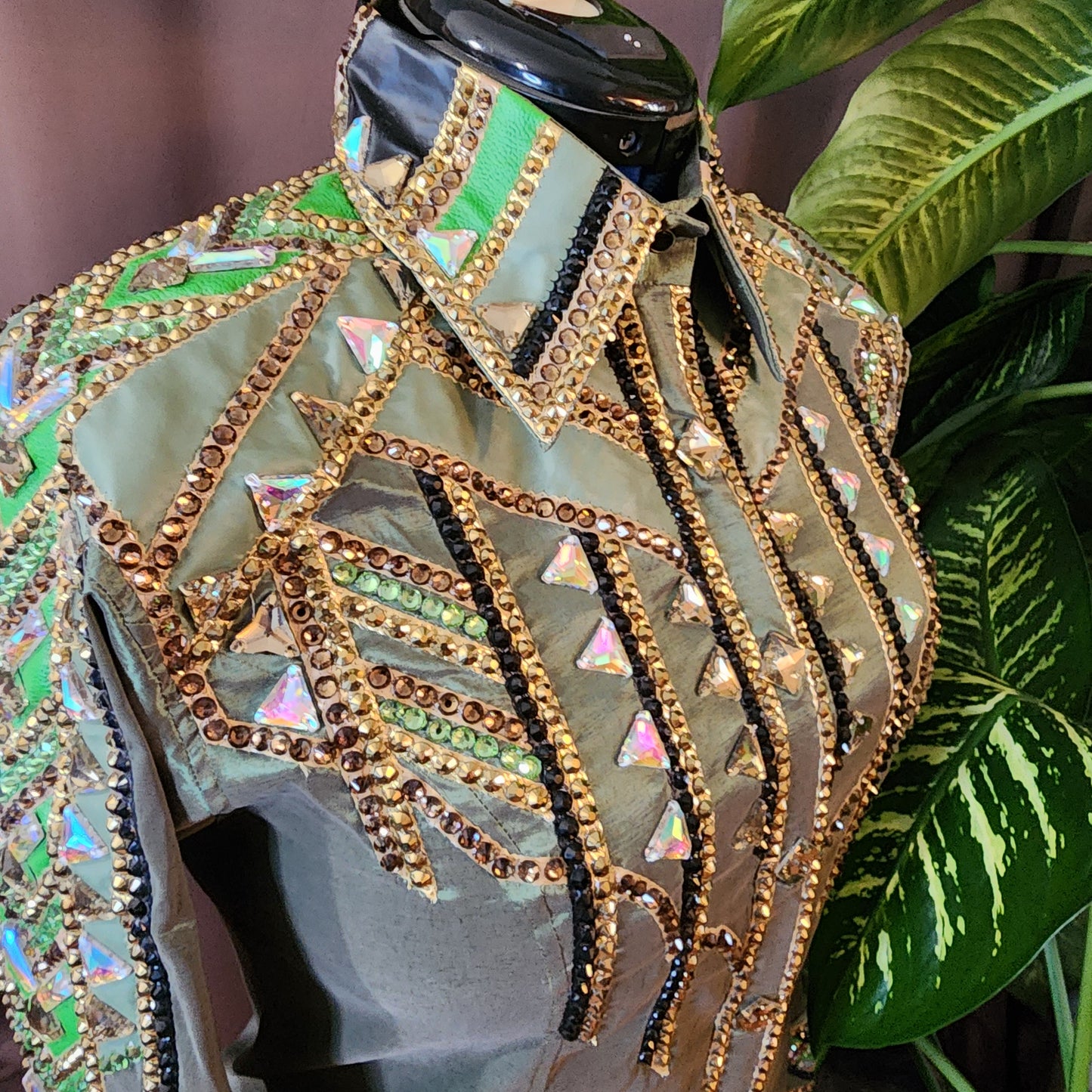 Large Olive taffeta day shirt