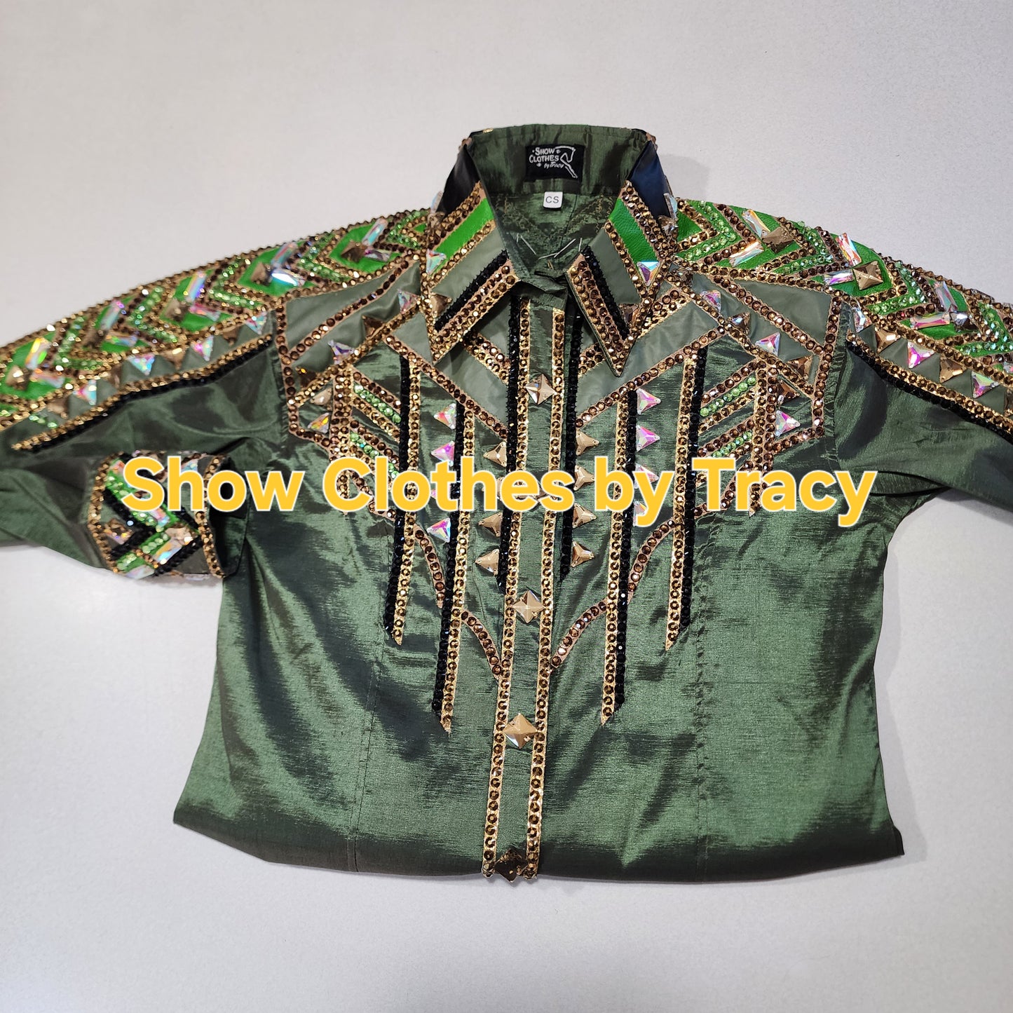 Large Olive taffeta day shirt