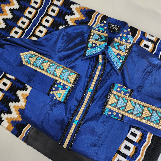 A Small Blue stretch taffeta day shirt