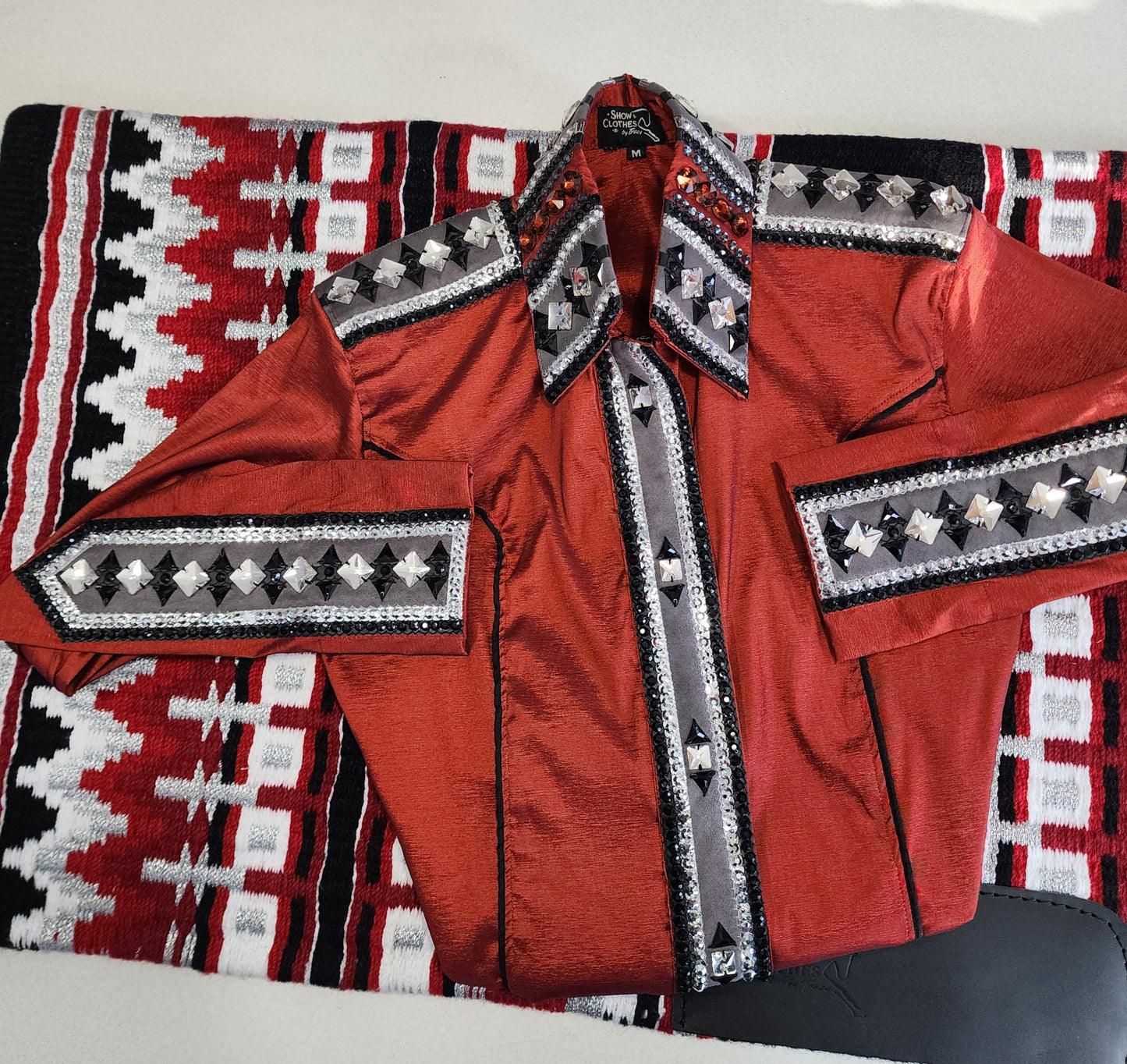 CUSTOM ORDER brick red stretch taffeta day shirt