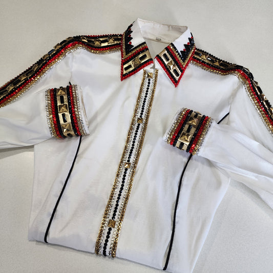 Large white stretch taffeta day shirt