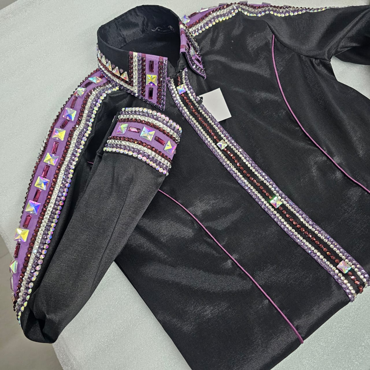 Large Black stretch taffeta day shirt