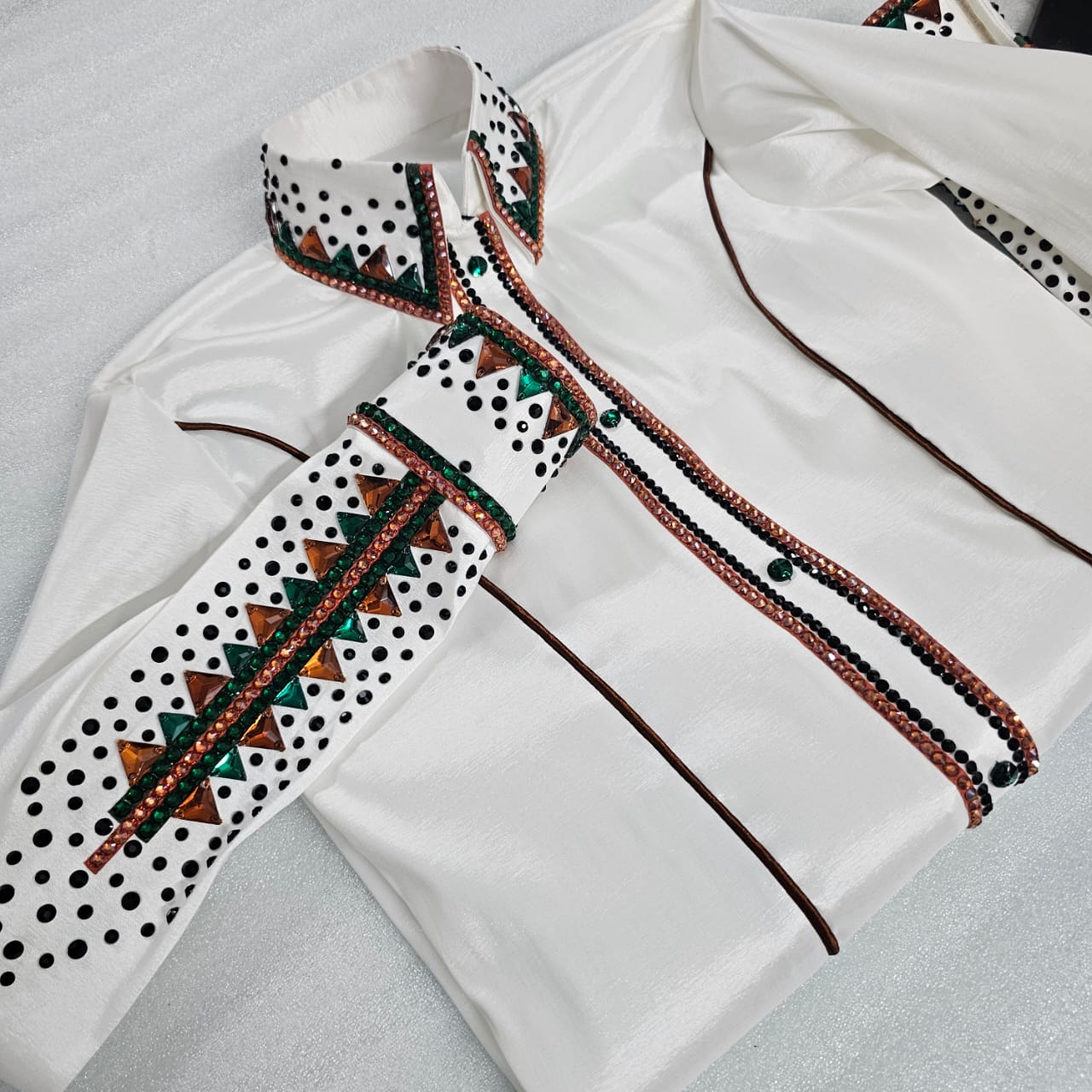 Xs/Small White &Green stretch taffeta day shirt