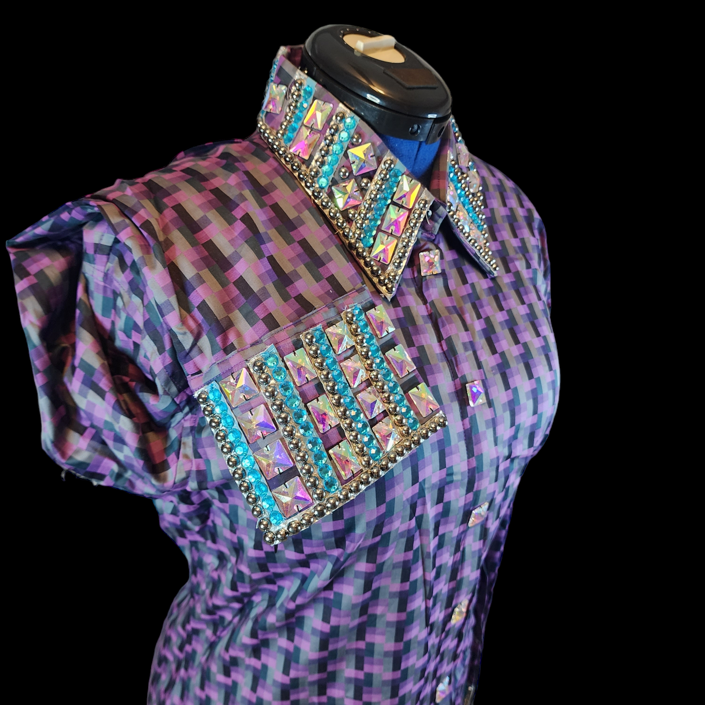 CUSTOM Purple plaid day shirt with teal