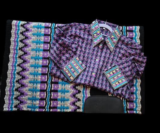 CUSTOM Purple plaid day shirt with teal