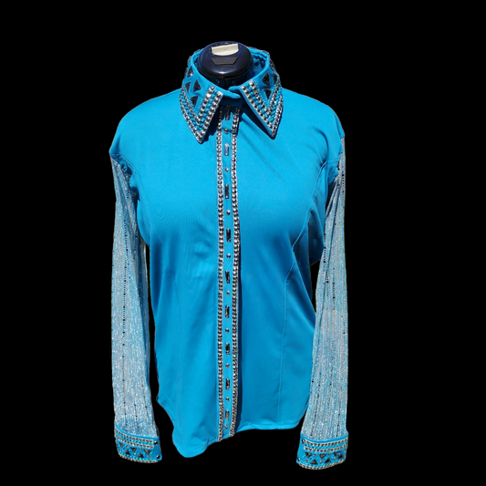 CUSTOM Turquoise Sheer Sleeve day shirt