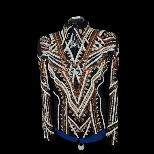 CUSTOM ORDER Black and amber showmanship jacket