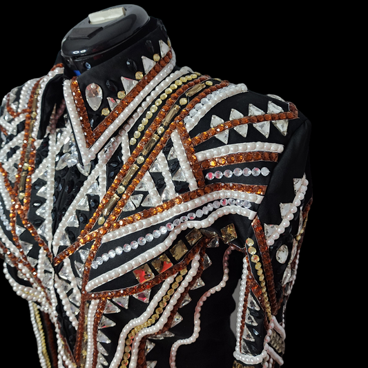 CUSTOM ORDER Black and amber showmanship jacket
