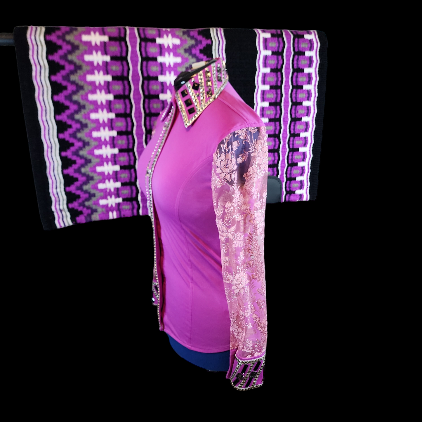 D Small purplish pink sheer sleeve day shirt