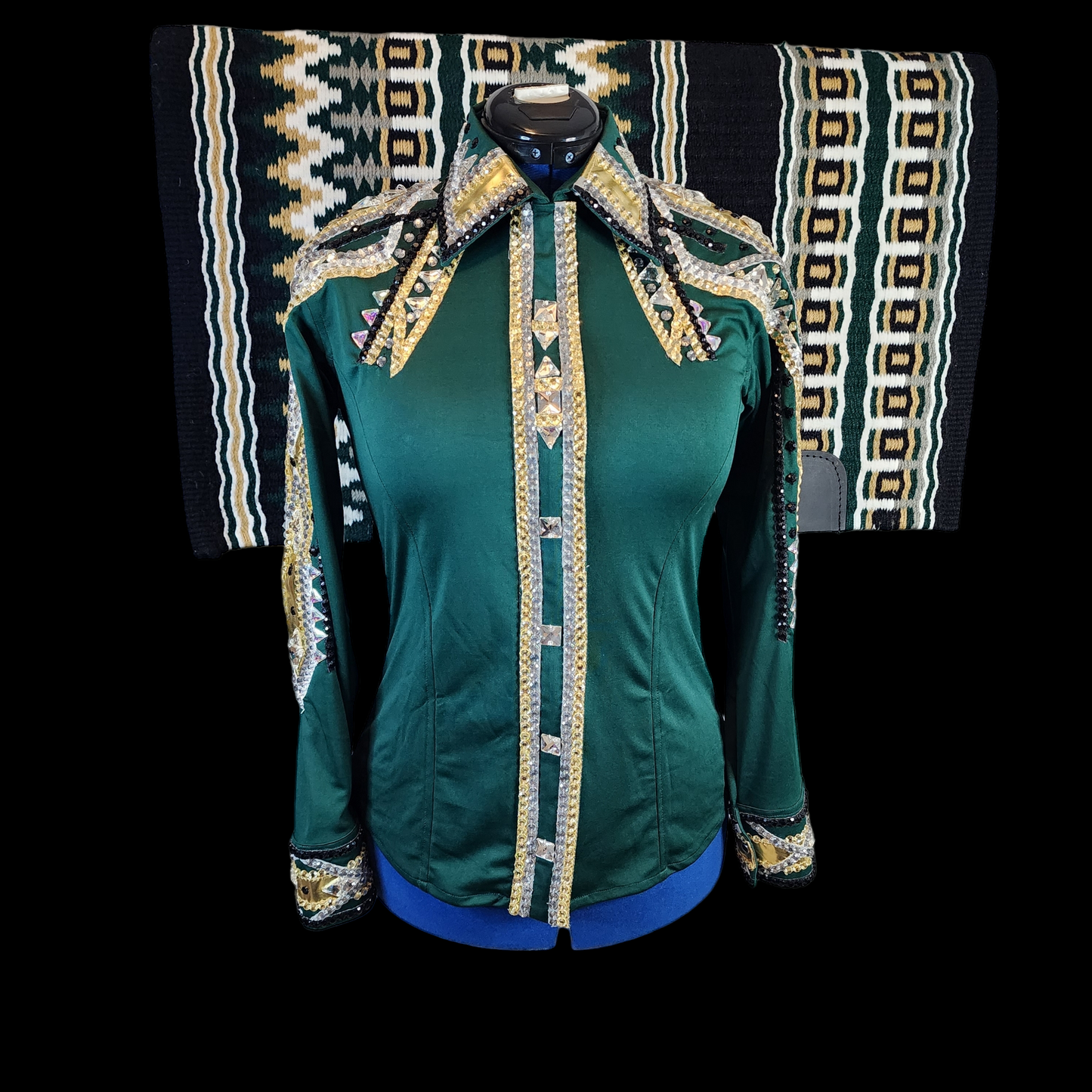 CUSTOM ORDER Green & Gold lycra day shirt