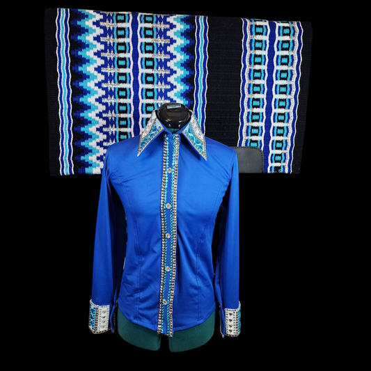 CUSTOM ORDER Blue stretch lycra day shirt