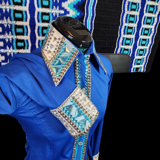 CUSTOM ORDER Blue stretch lycra day shirt