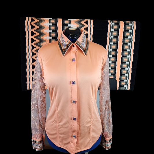 D XXL Peach sheer sleeve day shirt