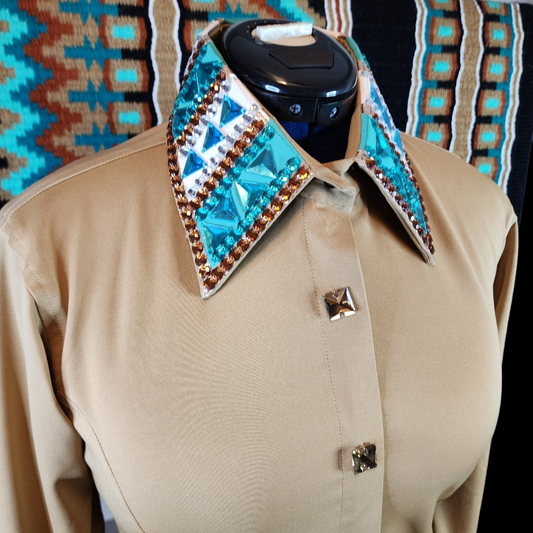 CUSTOM ORDER tan & teal day shirt