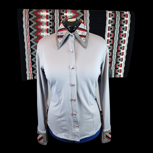 CUSTOM ORDER Grey & red lycra day shirt