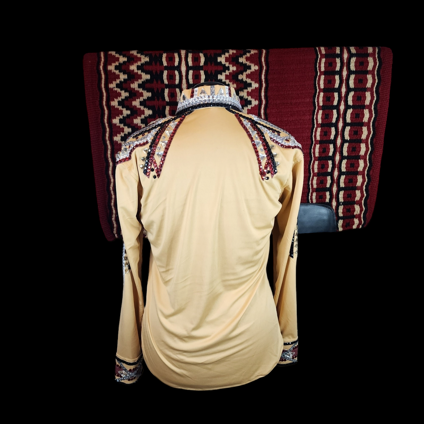 CUSTOM ORDER Camel & Burgundy stretch lycra day shirt