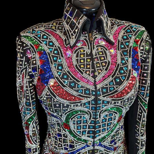 A Small black & rainbow Kaleidoscope jacket