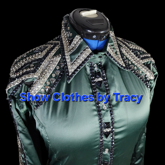 CUSTOM dark green taffeta day shirt