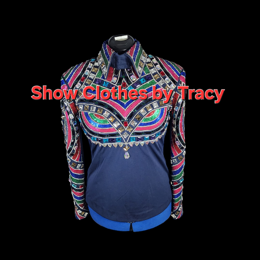 A Small navy Kaleidoscope horsemanship top