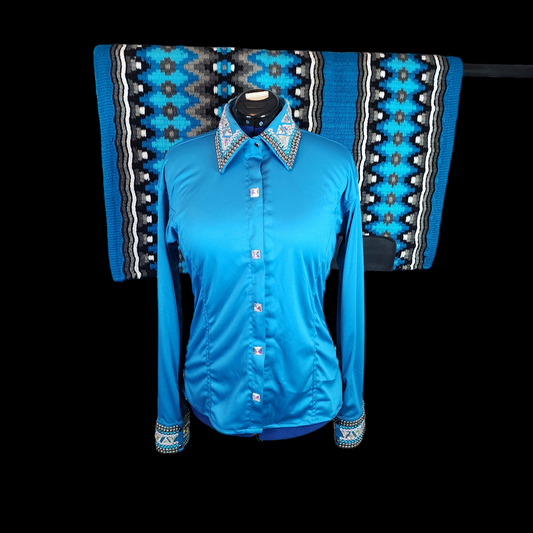 A Small turquoise lycra day shirt