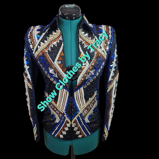 A XS Black blue amber champagne & white Showmanship jacket