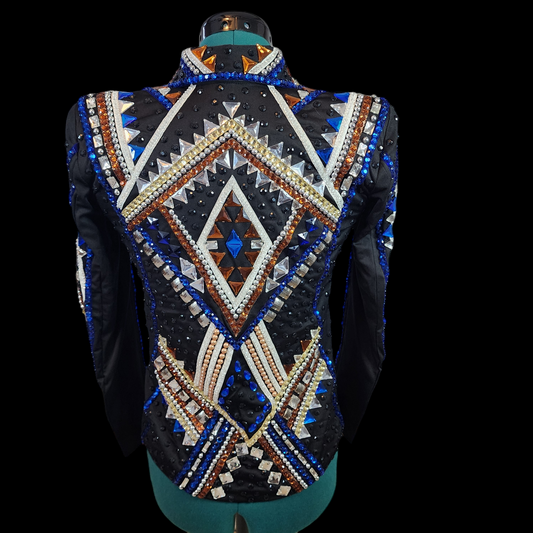 A XS Black blue amber champagne & white Showmanship jacket