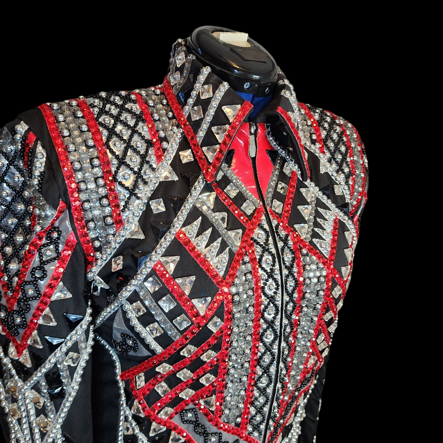 A Large Red, black & silver Showmanship jacket